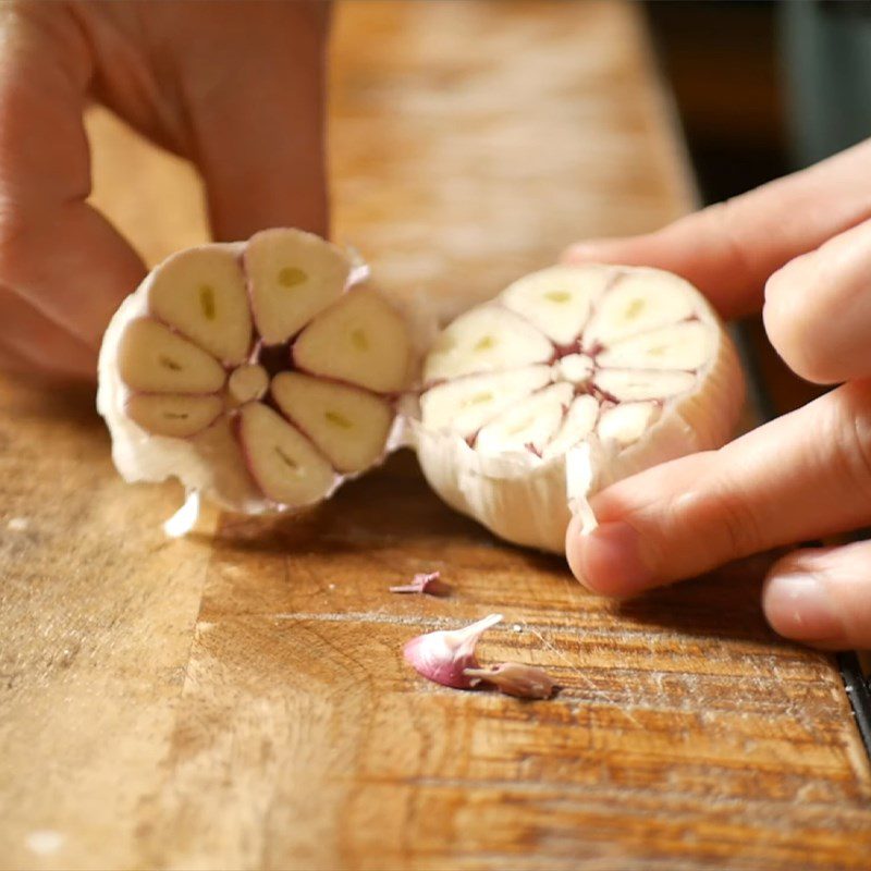 Step 4 Roasting garlic and mixing cheese filling Ravioli with gooey cheese