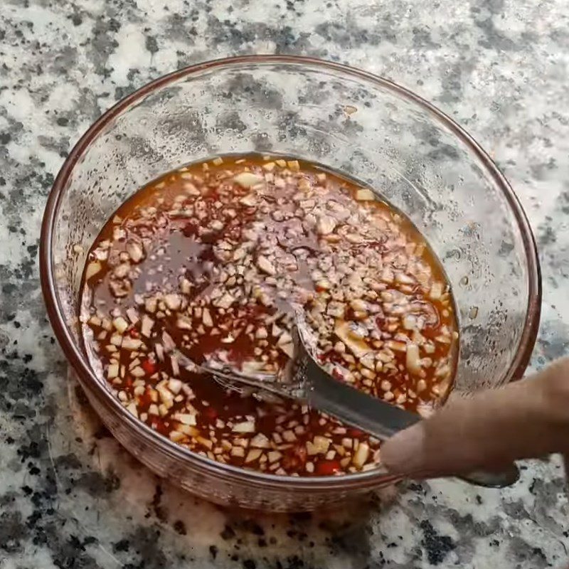 Step 5 Mix the dressing for the Taro Salad with Shrimp and Pork