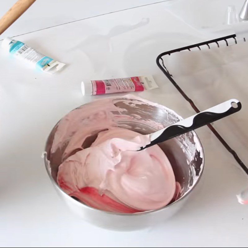 Step 2 Mixing food coloring Cotton candy rose candy