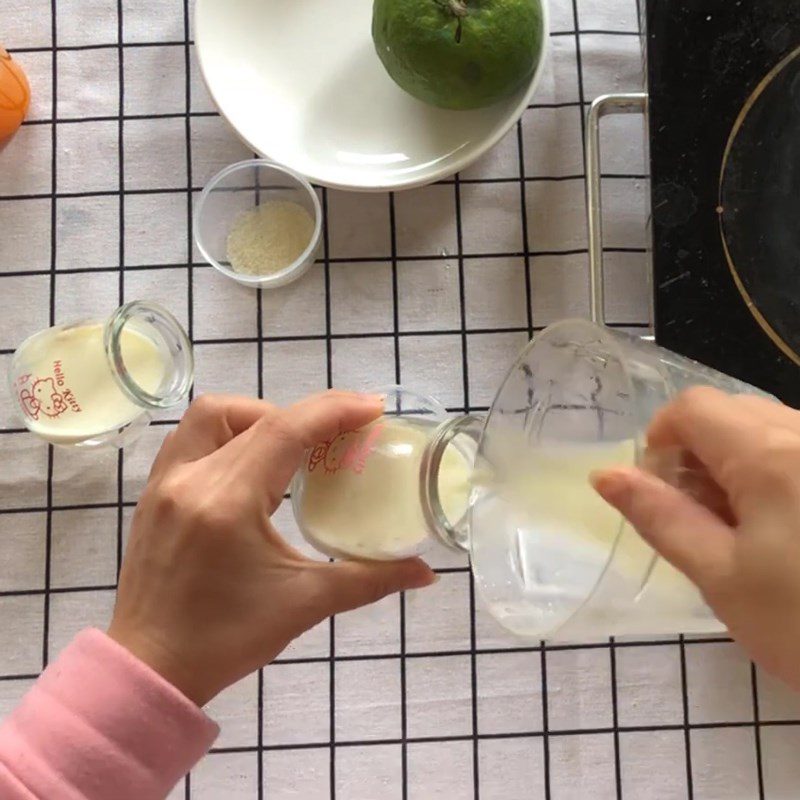 Step 2 Mix and pour milk pudding into molds for Orange Pudding