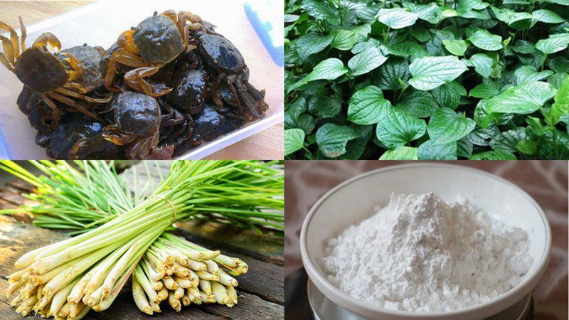 Ingredients for fried crab with pepper leaves