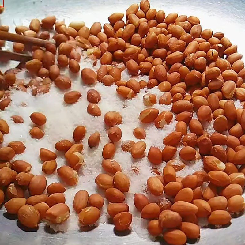 Step 1 Roast peanuts with salt Vegetarian Caramelized Peanuts