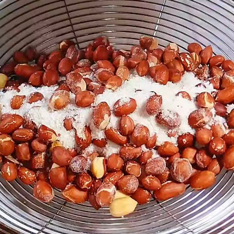 Step 1 Roast peanuts with salt Vegetarian Caramelized Peanuts