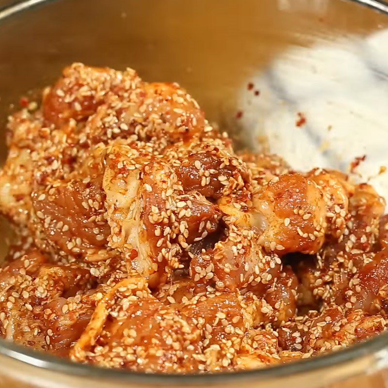 Step 2 Marinate Fried Pork Belly with Sesame