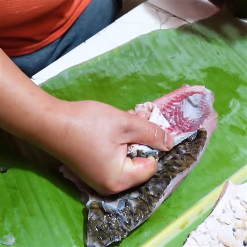 Step 1 Preparing carp for Carp Salad