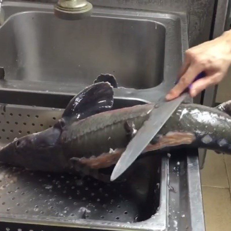 Step 1 Preparing sturgeon Fried Sturgeon