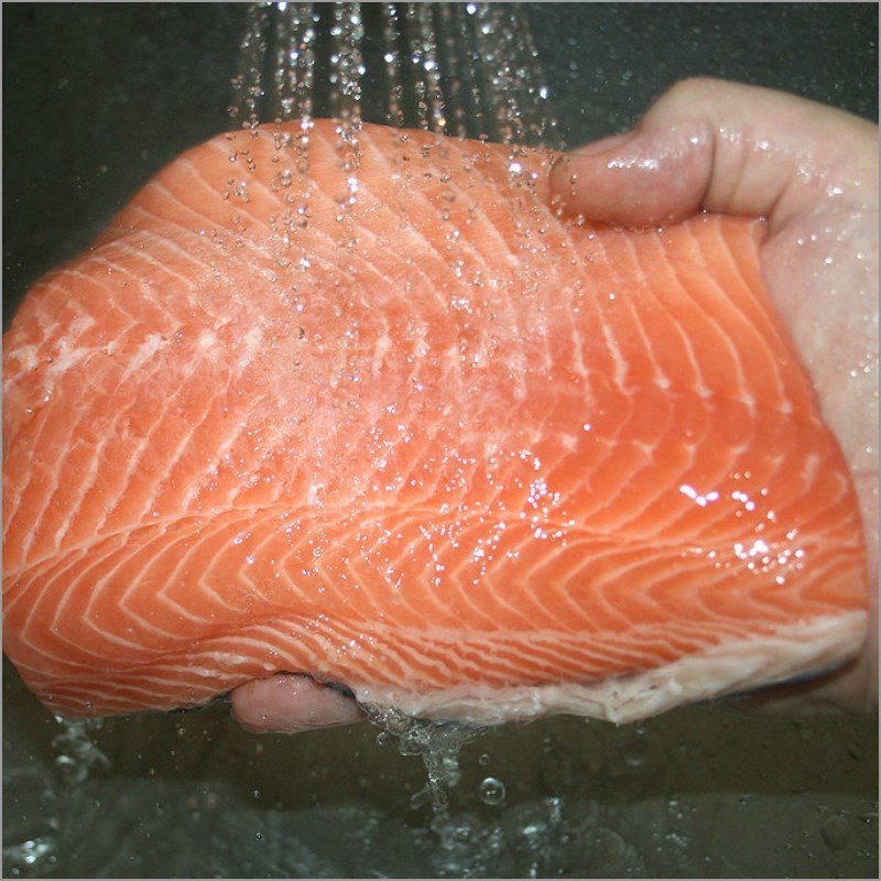 Step 1 Preparing ingredients for pumpkin soup with salmon