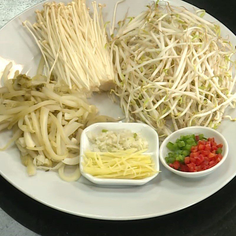 Step 1 Prepare the ingredients for Stir-fried Enoki Mushrooms with Bean Sprouts