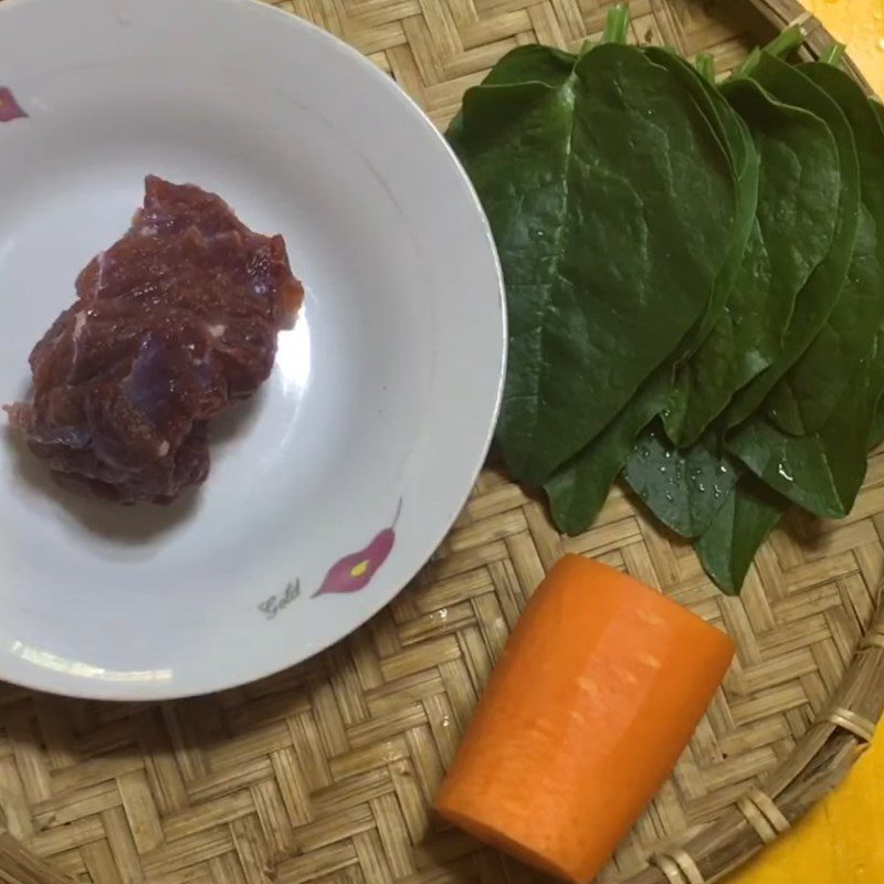 Step 1 Prepare ingredients for Beef and Amaranth Porridge for babies