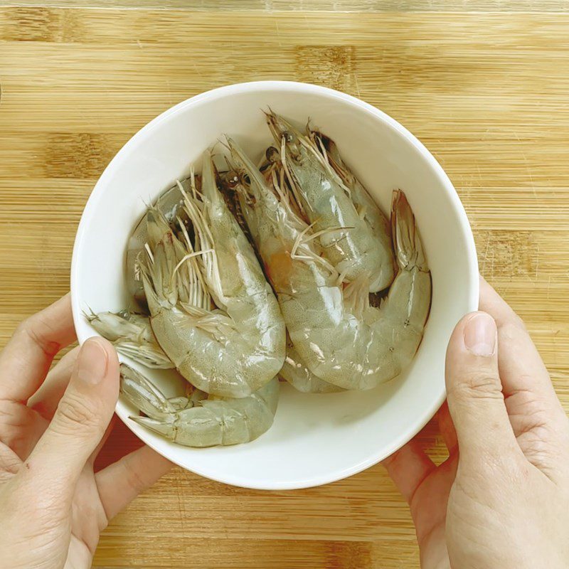 Step 1 Prepare ingredients for blue butterfly pea flour cake with shrimp and pork filling