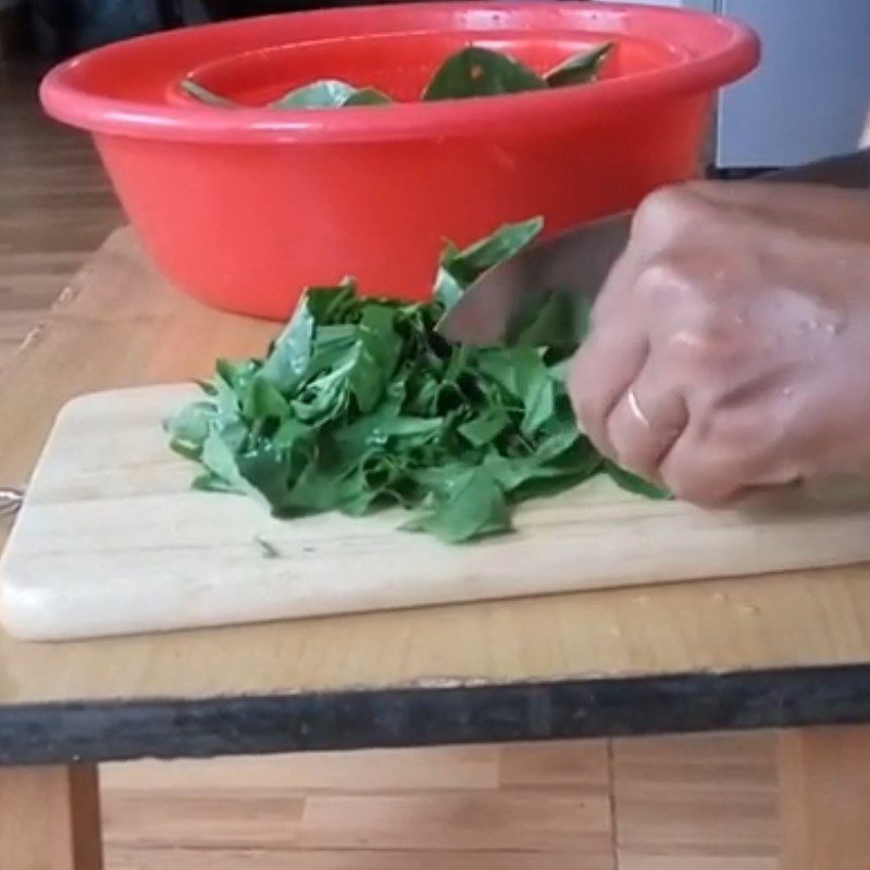 Step 2 Prepare plantain leaves for dried shrimp soup