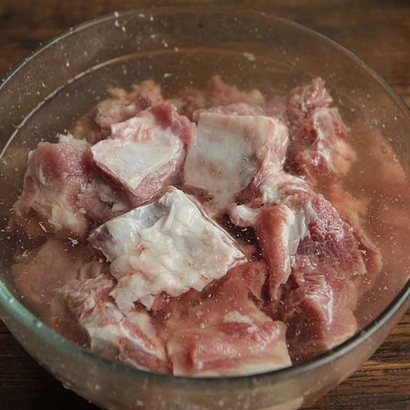 Step 2 Prepare the ribs Green banana soup with ribs