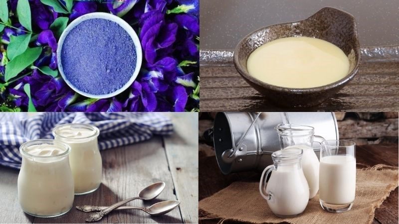 Ingredients for butterfly pea yogurt dish