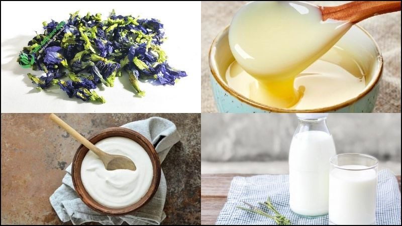 Ingredients for butterfly pea yogurt