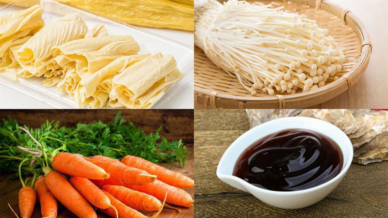 Ingredients for mushroom roll tofu skin