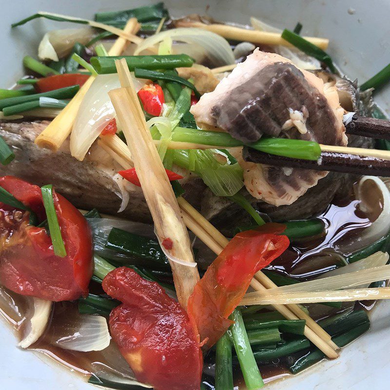 Step 4 Final Product Steamed pomfret with soy sauce