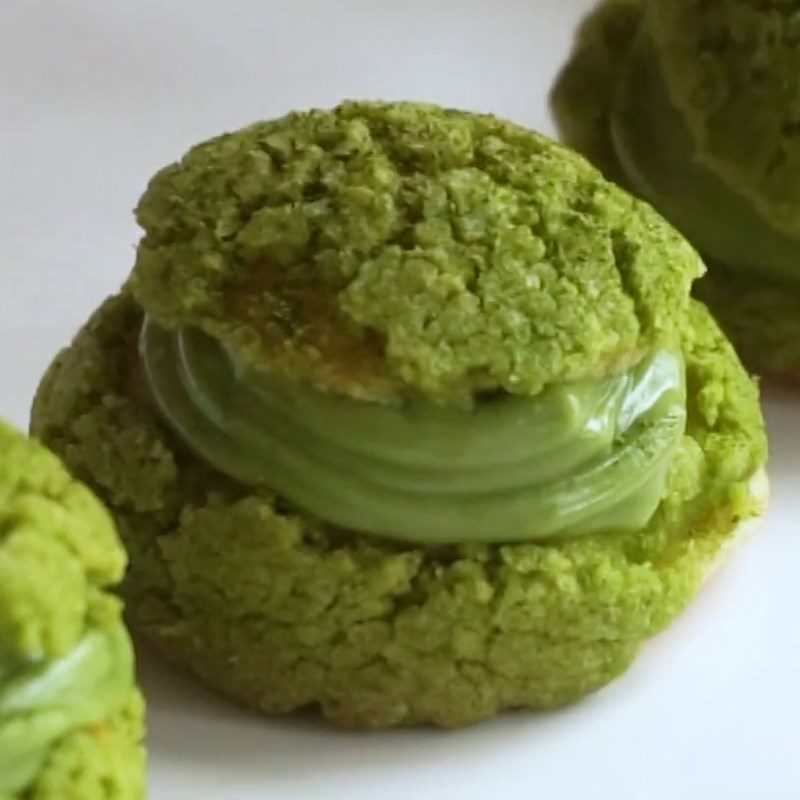 Step 7 Final product Green tea cream puff with green tea filling