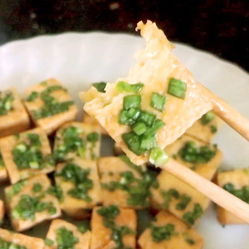 Step 4 Final Product Fried tofu with scallion oil and dipping sauce