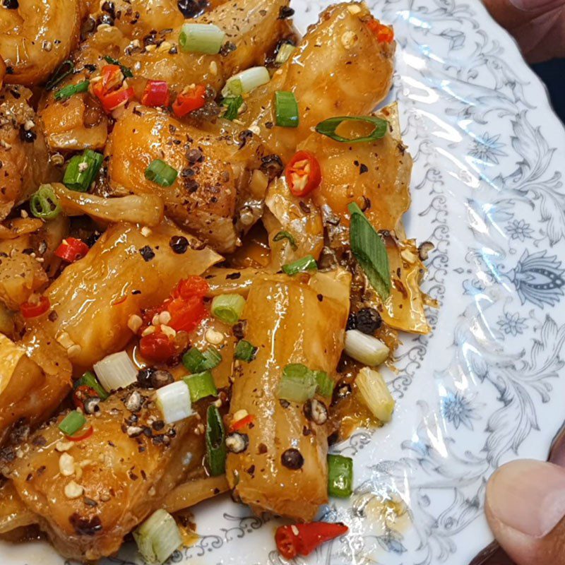 Step 5 Final product Braised salmon belly with pepper