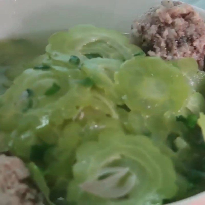 Step 4 Final Product Bitter melon soup (bitter gourd) with minced meat balls