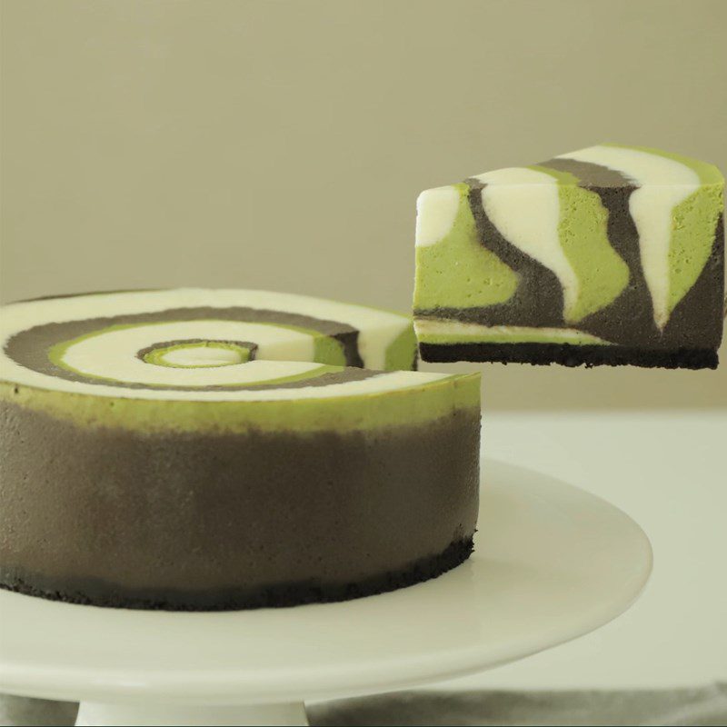 Step 7 Finished product Zebra Matcha Cheesecake