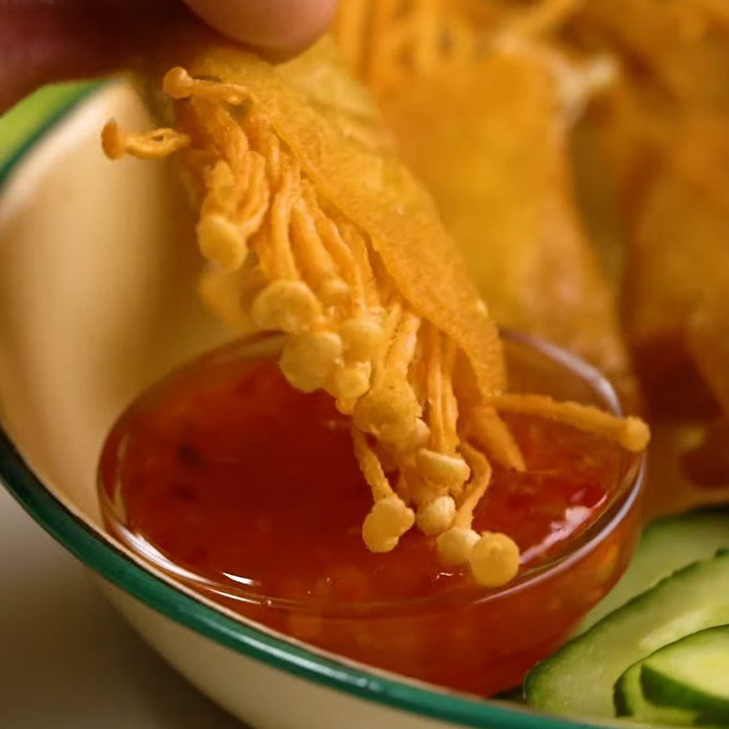 Step 4 Finished Product Crispy Enoki Mushroom Fried Wontons