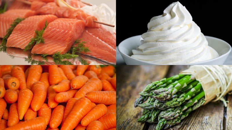 Ingredients for grilled salmon with cream sauce