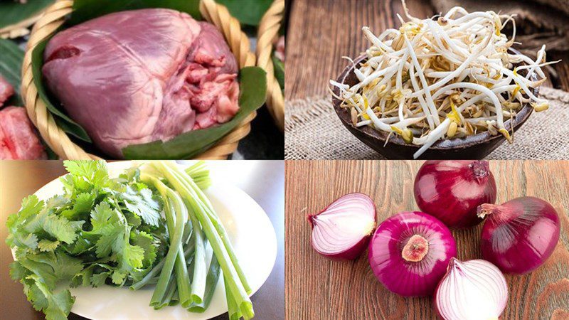 Ingredients for stir-fried pig heart with bean sprouts