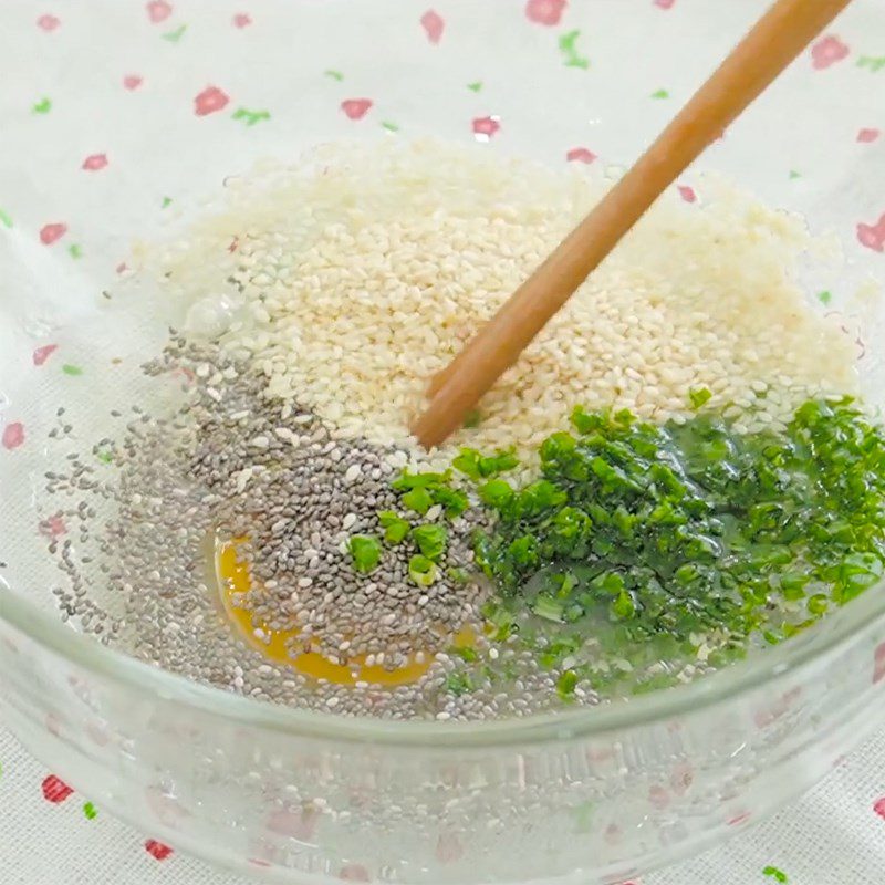 Step 1 Mix sesame and green onion mixture for Sesame Onion Cookies