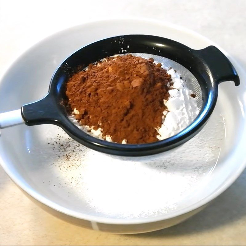 Step 2 Mix the macaron batter for Chocolate macarons using flour