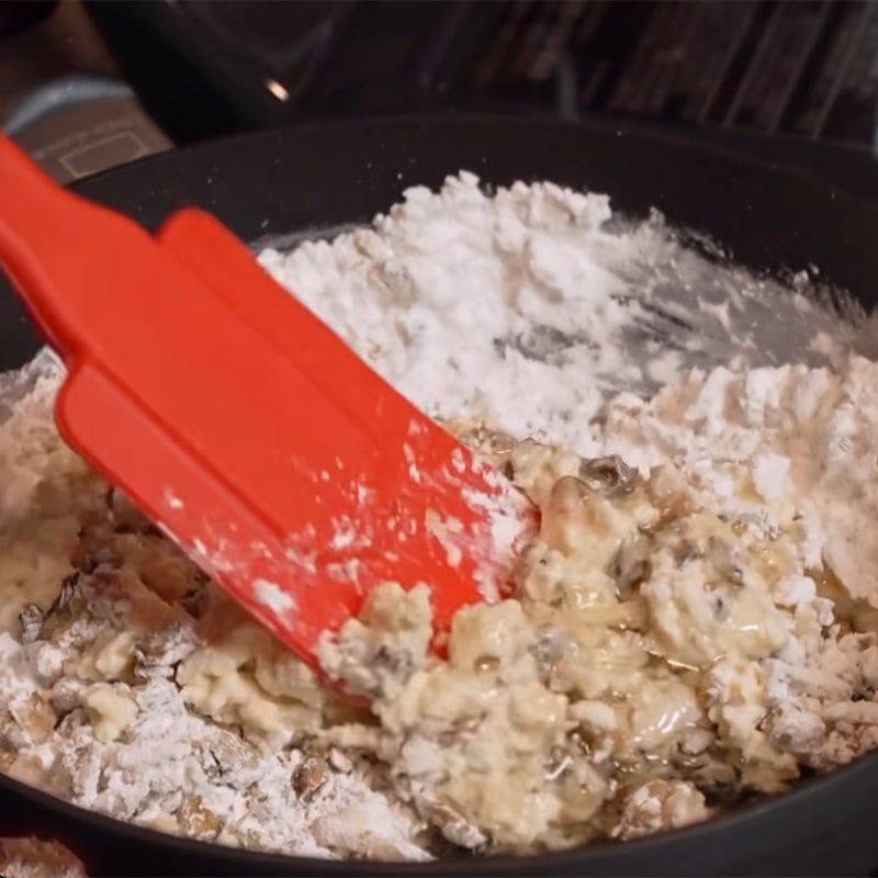 Step 1 Mix the flour, mushrooms, and tofu brains Fried Tofu Brains