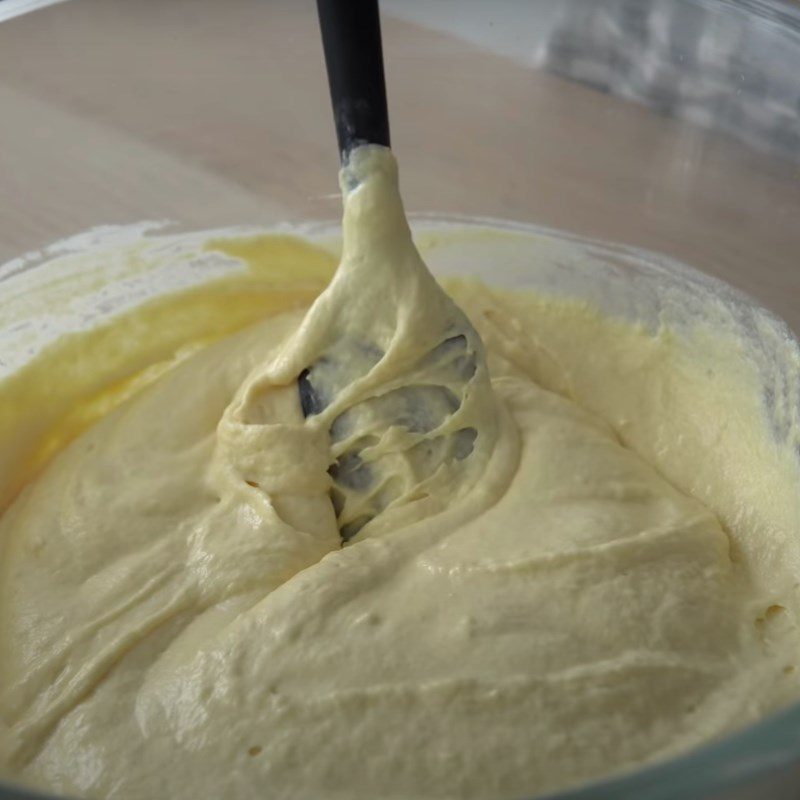 Step 3 Mixing flour with butter and eggs Cheese waffle