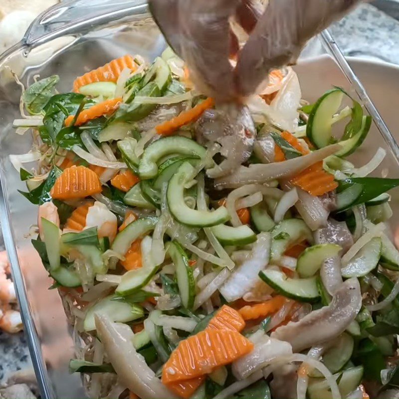 Step 6 Mix the Salad Taro Salad with Shrimp and Pork