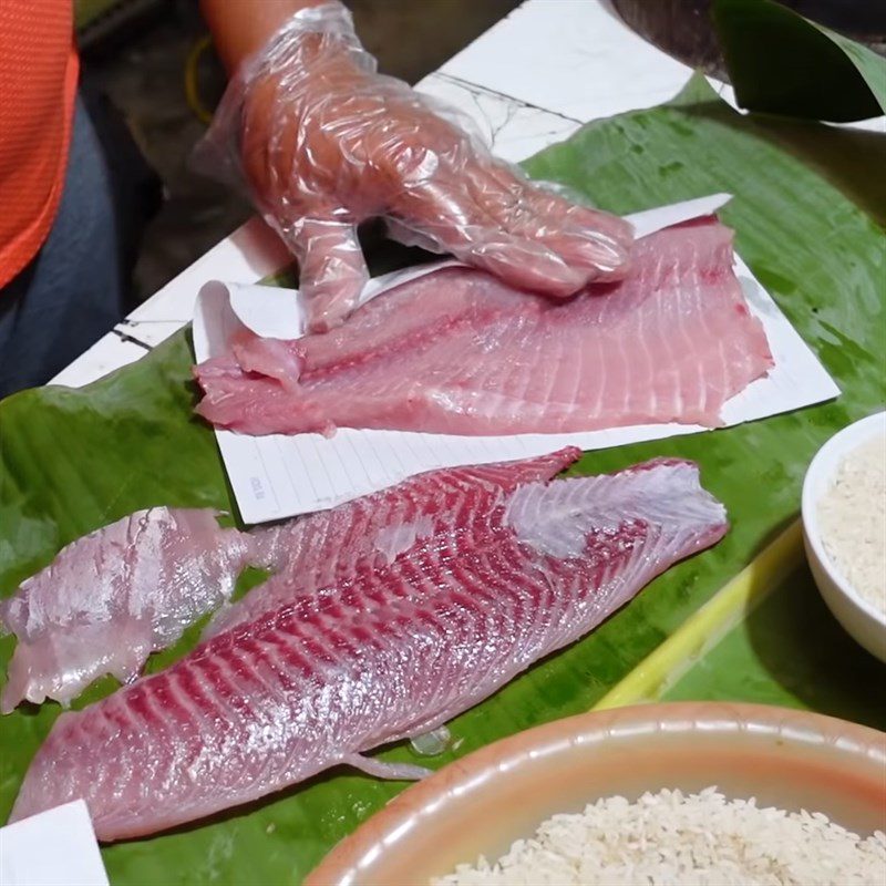 Step 2 Soak fish in rice Carp Salad