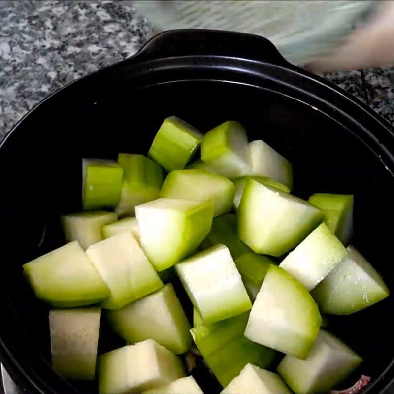 Step 2 Sauté the melon Vegetarian Melon Soup with Tofu