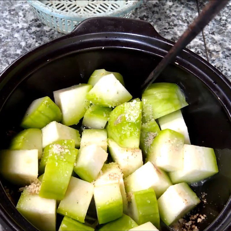 Step 2 Sauté the melon Vegetarian Melon Soup with Tofu