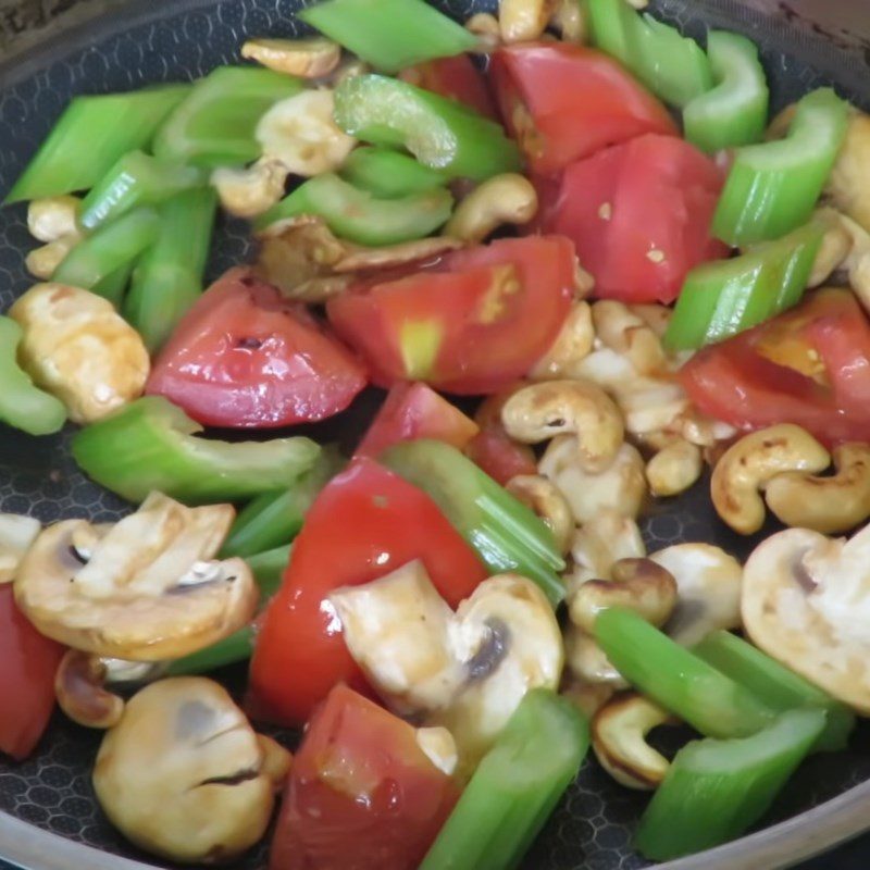 Step 2 Sauté tomatoes, cashews, and celery Potato soup with cashews