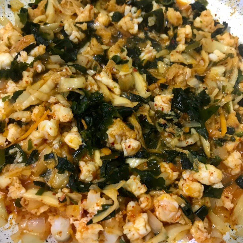 Step 2 Stir-fry the kimchi mixture Kimchi fried rice with shrimp and seaweed