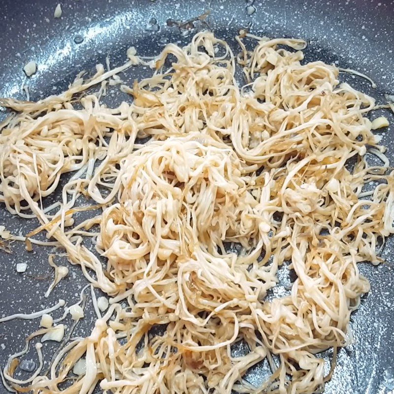 Step 2 Sautéing mushrooms for vegetarian spring rolls