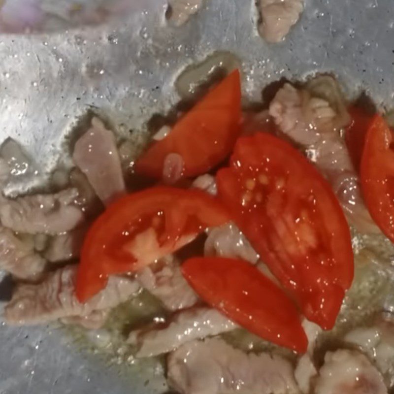 Step 2 Sauté ingredients for sour cabbage soup with pork