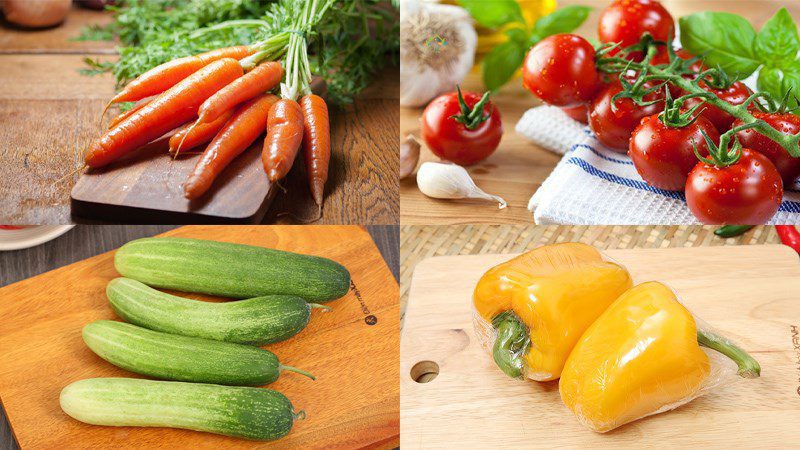 Tools needed to arrange vegetables in the shape of an owl