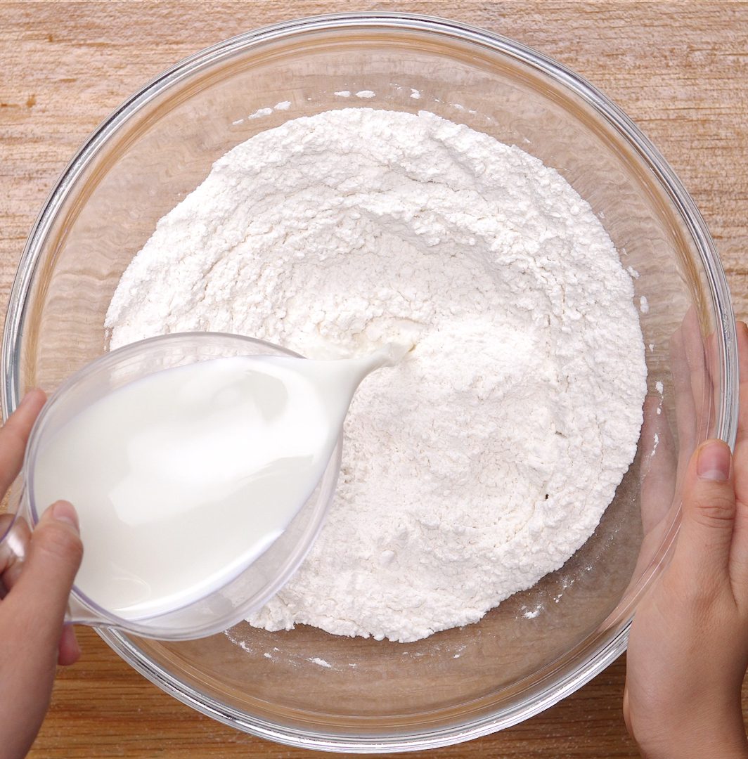 Step 1 Mixing the dough for Durian Pancakes