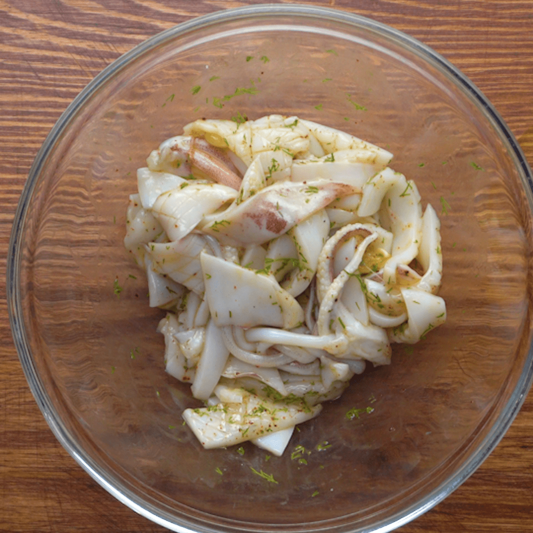 Step 2 Marinate the squid Crispy fried squid with dill