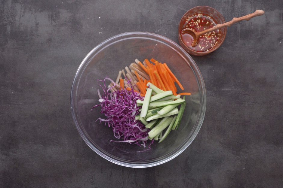 Step 2 Mix the salad Vegetarian Lotus Stem Salad