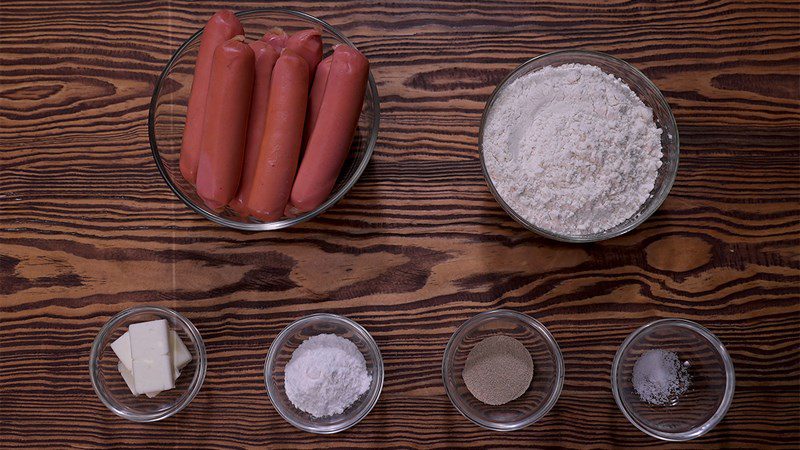 Ingredients for mummy sausage dish