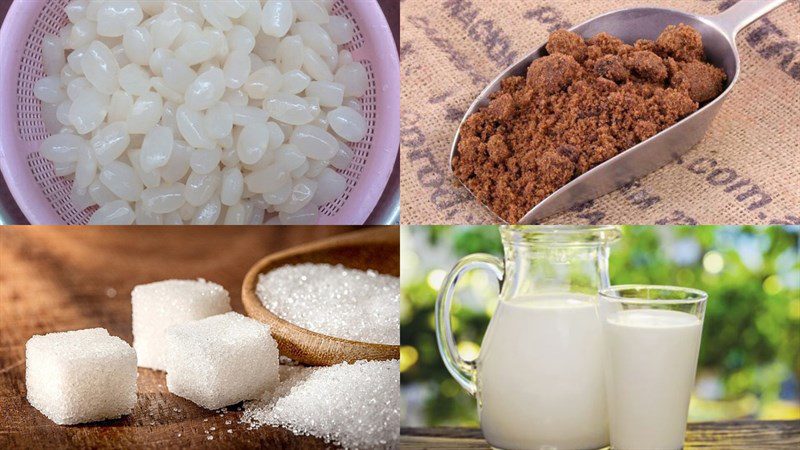 Ingredients for fresh milk with jackfruit seeds