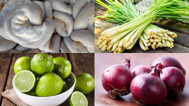 Ingredients for grilled beef intestines dish