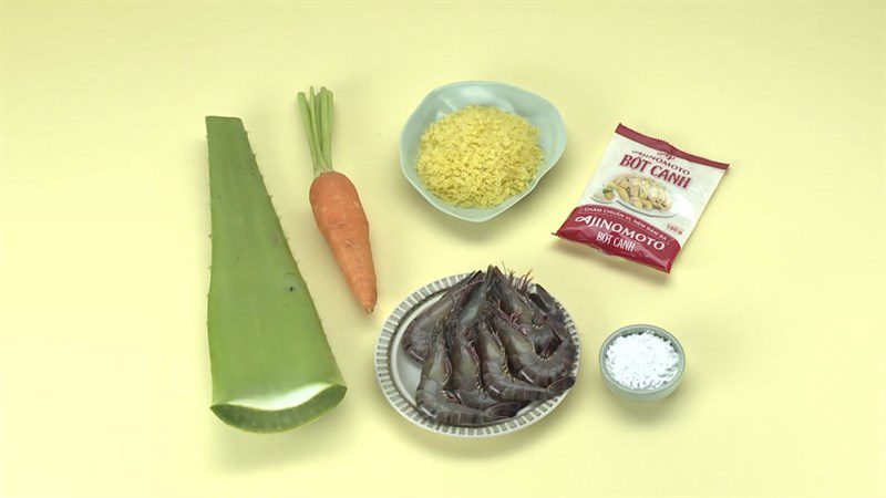 Ingredients for aloe vera shrimp soup