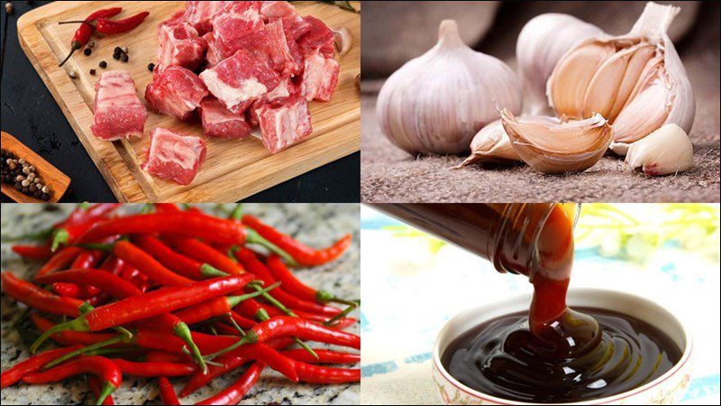 Ingredients for the dish 4 ways to make garlic fried ribs