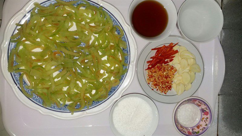 Ingredients for pickled watermelon rind dish